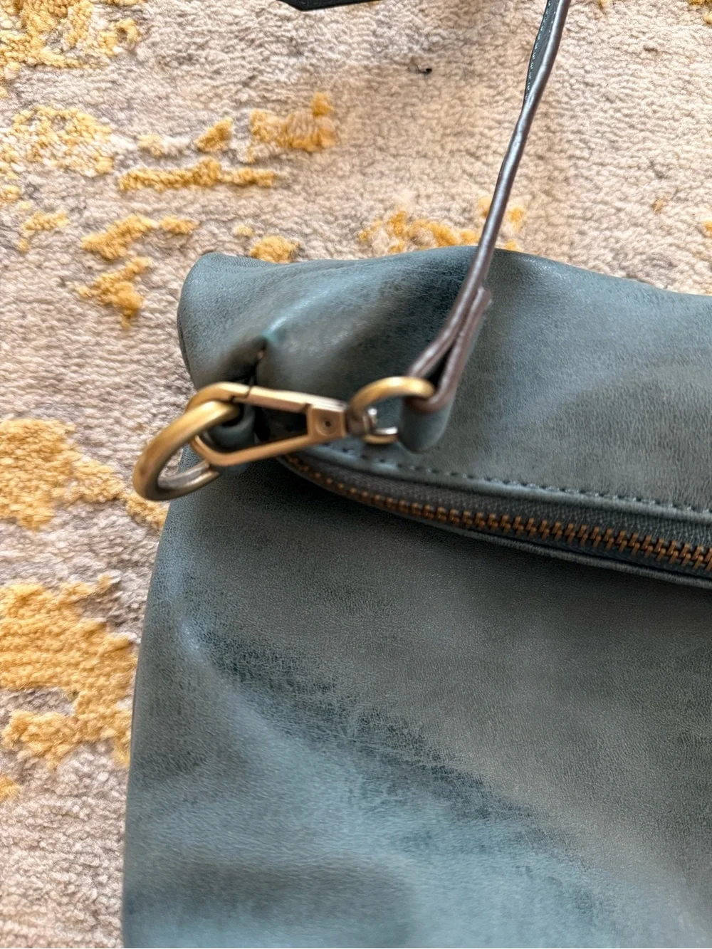 Joy Susan Teal Vegan Leather Convertible Hobo Shoulder Crossbody Bag